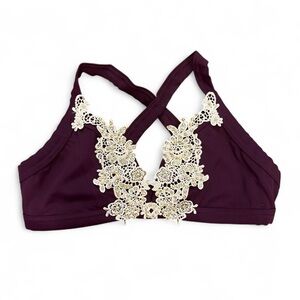 NWOT Balera Dance Cross Strap Appliqué V Front Lyric Indie Dance Bra, Size SA.